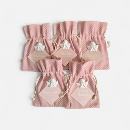 Krikštynų simbolių maišeliai rožiniai