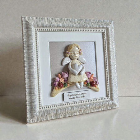 Angelas ant gėlių vaivorykštės 20x20cm