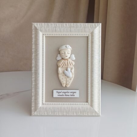 Keramikinis angelas rėmelyje 15x20cm