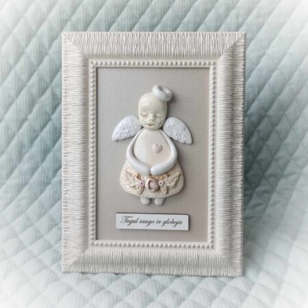 Keramikinis angelas rėmelyje 15x20cm