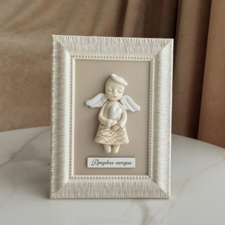 Keramikinis angelas rėmelyje 15x20cm