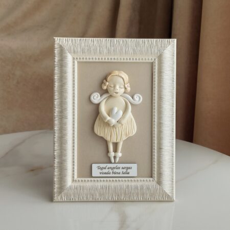 Keramikinis angelas rėmelyje Mergaitė 15x20cm