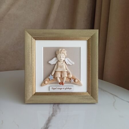 Angelas - berniukas ant arkos rėmelyje 20x20cm